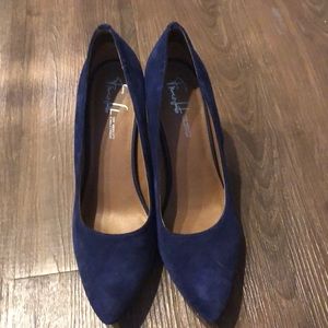 Franco Sarto Blue suede wedge heels